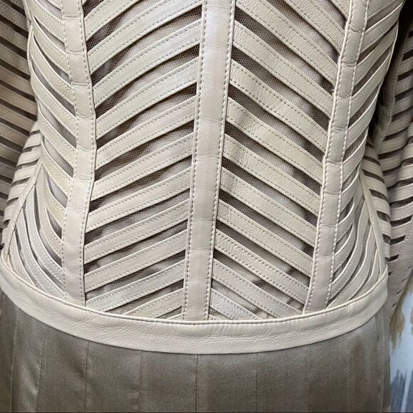 Ralph Lauren 2015 Resort Sandstone Beige Chevron Lamb Leather Zip Front Jacket - Picture 8 of 16